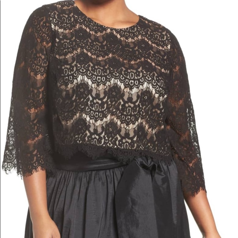 Eliza J Lace Crop Blouse Black 18W